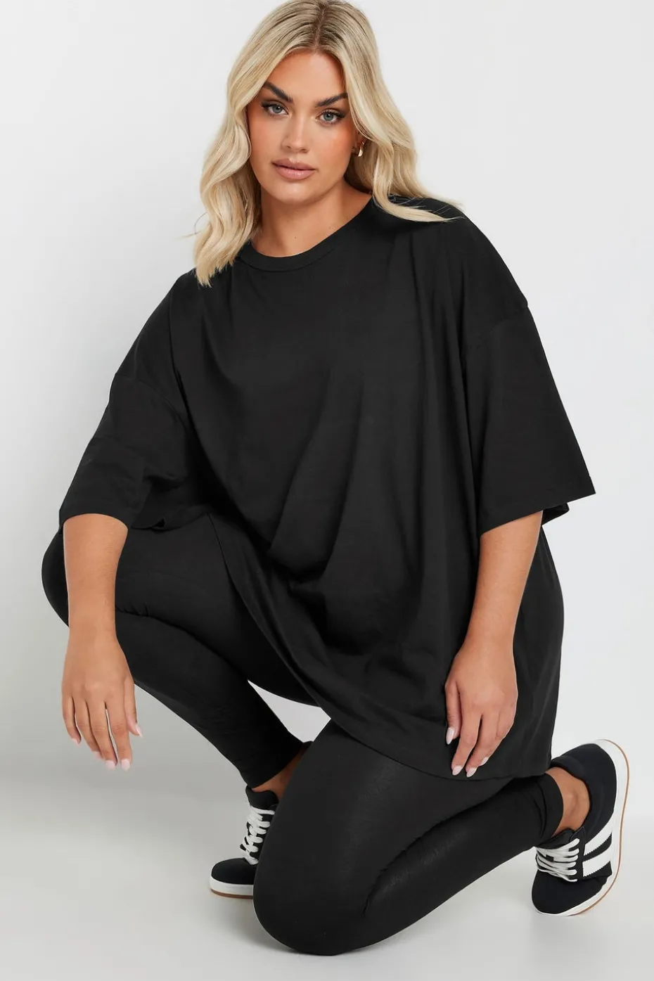 Yours Curve Black Oversized Boxy T Shirt
