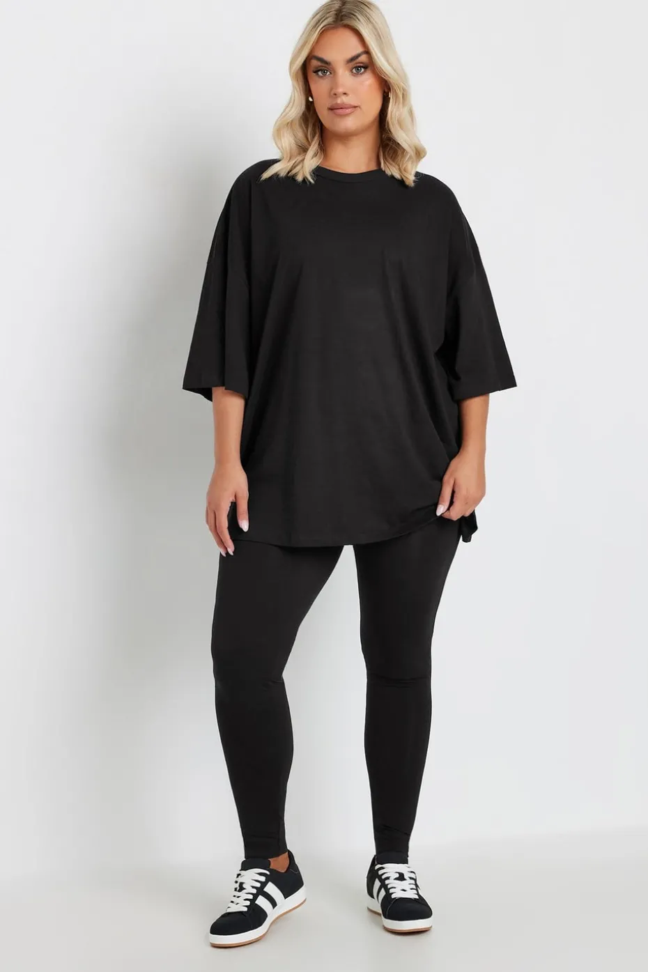 Yours Curve Black Oversized Boxy T Shirt