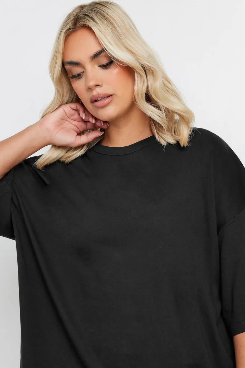 Yours Curve Black Oversized Boxy T Shirt