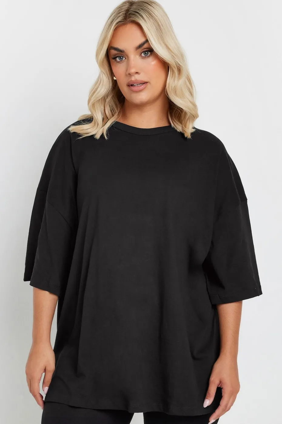 Yours Curve Black Oversized Boxy T Shirt