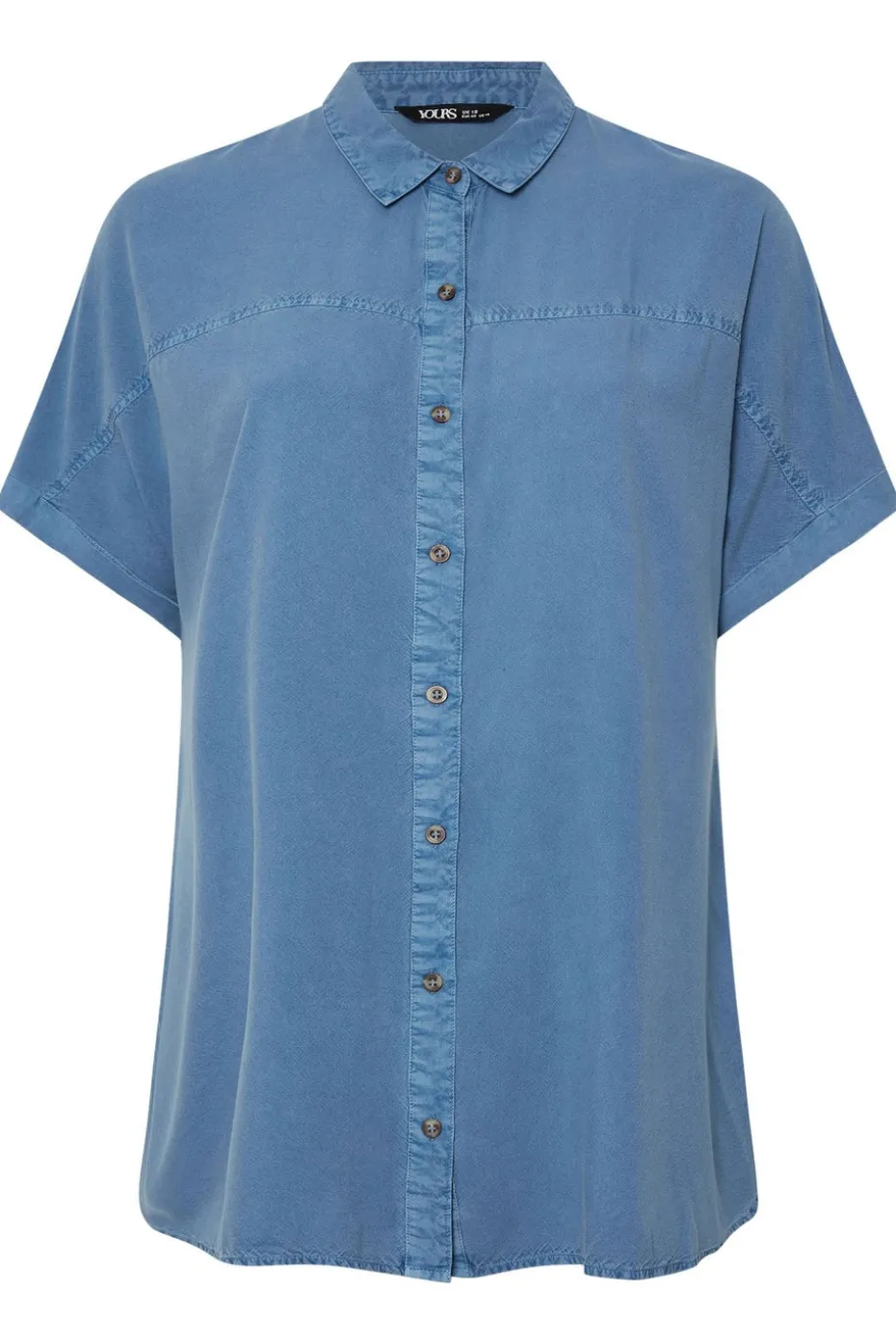 Yours Curve Blue Short Sleeve Chambray Shirt