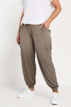 Yours Curve Brown Cargo Harem Joggers