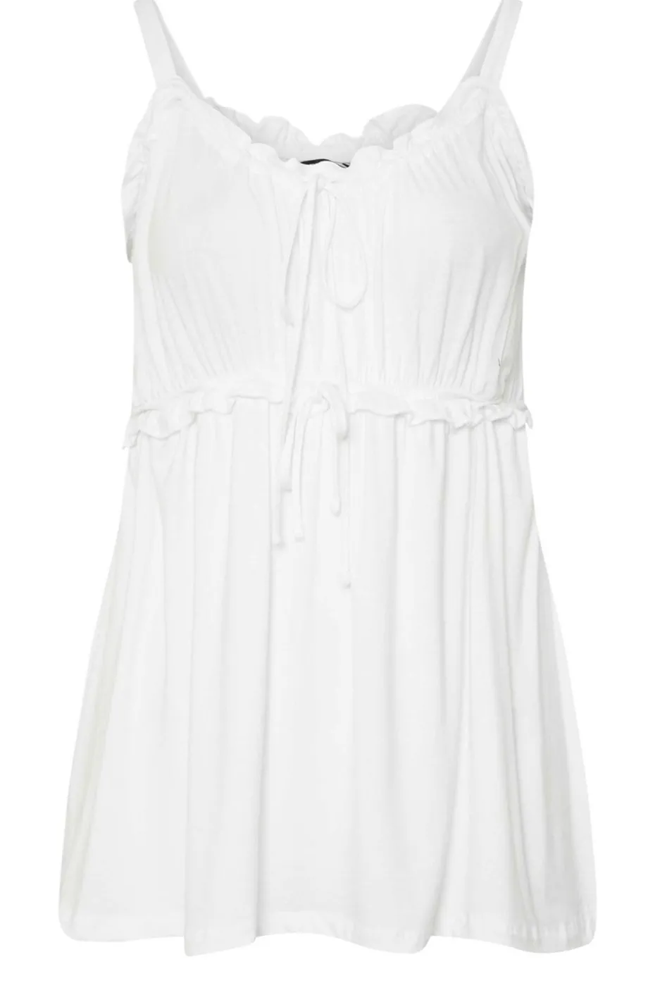 Yours Curve Ivory White Frilled Tie Front Cami Top