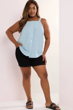 Yours Curve Light Blue Square Neck Vest Top