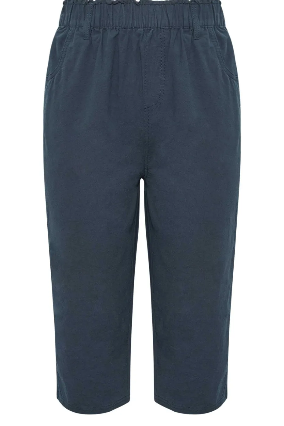 Yours Curve Navy Blue Cool Cotton Cropped Trousers