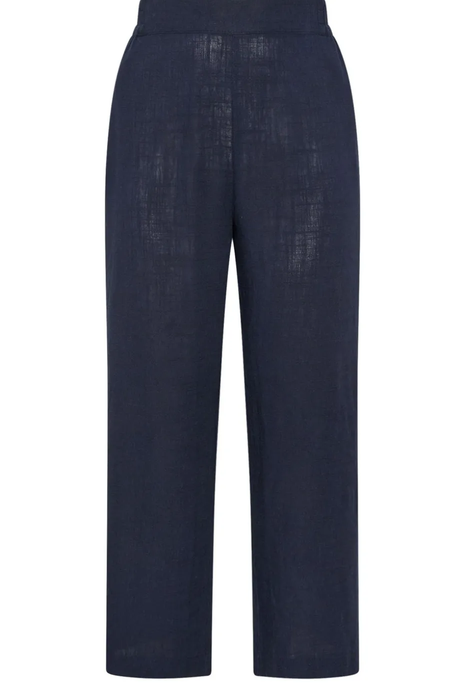Yours Curve Navy Blue Linen Wide Leg Trousers