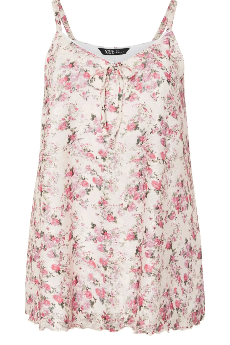 Yours Curve Pink Floral Lace Cami Top