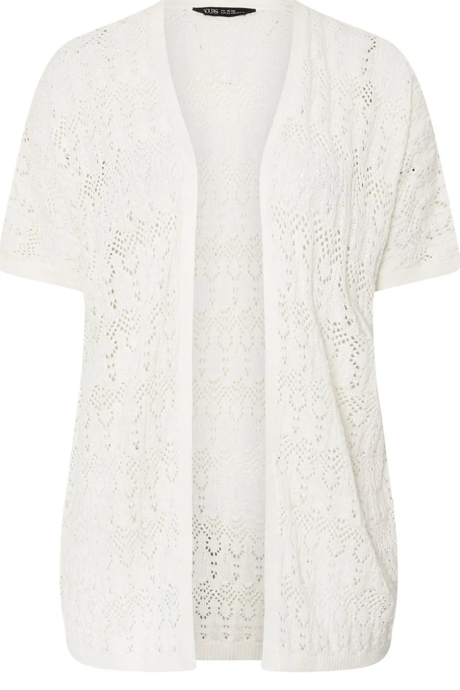 Yours Curve White Crochet Short Sleeve Cardigan