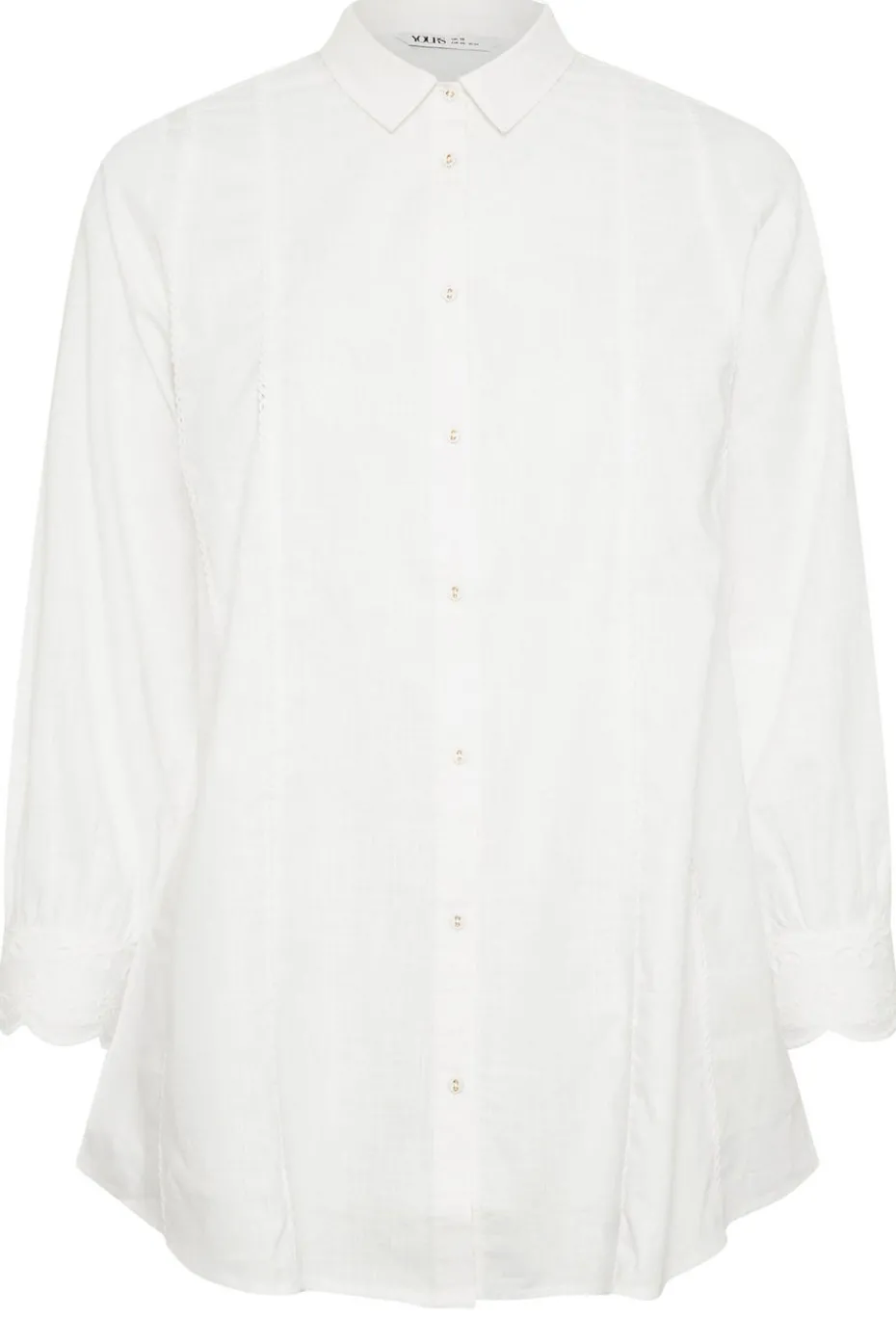 Yours Curve White Trim Detail Oversized Shirt