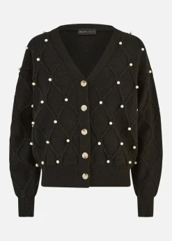 Yumi Black Pearl Cable Knit Cardigan