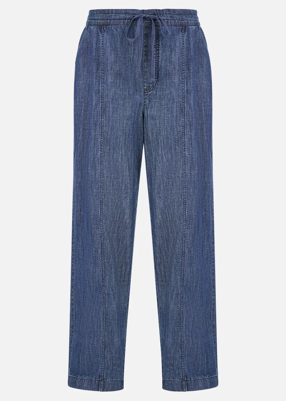 Yumi Blue Chambray Relaxed Fit Wide Leg Trousers