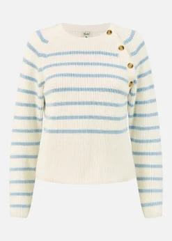Yumi Ivory Stripe Jumper With Button Detail