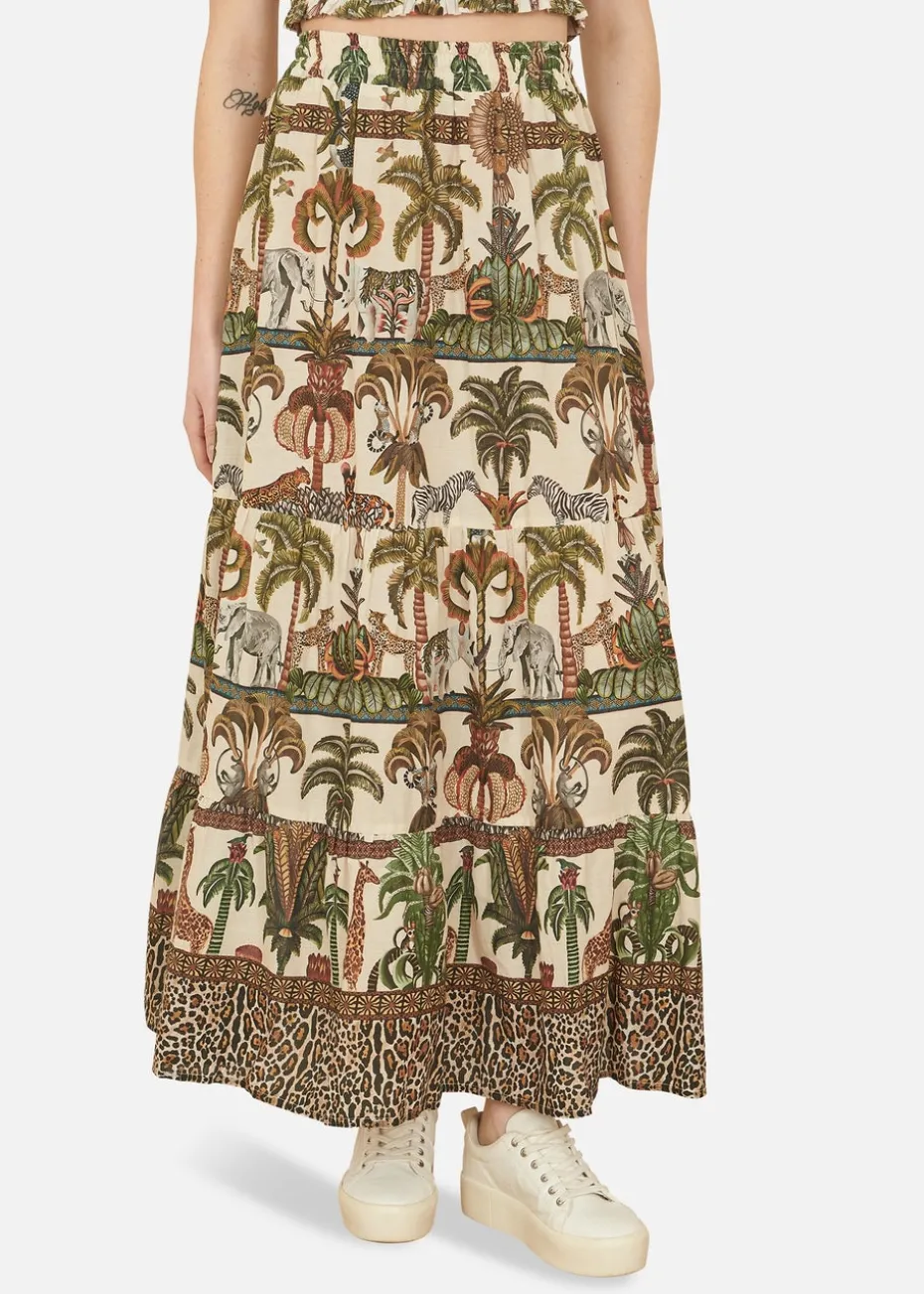 Yumi White Cotton Voile Safari Midi Skirt