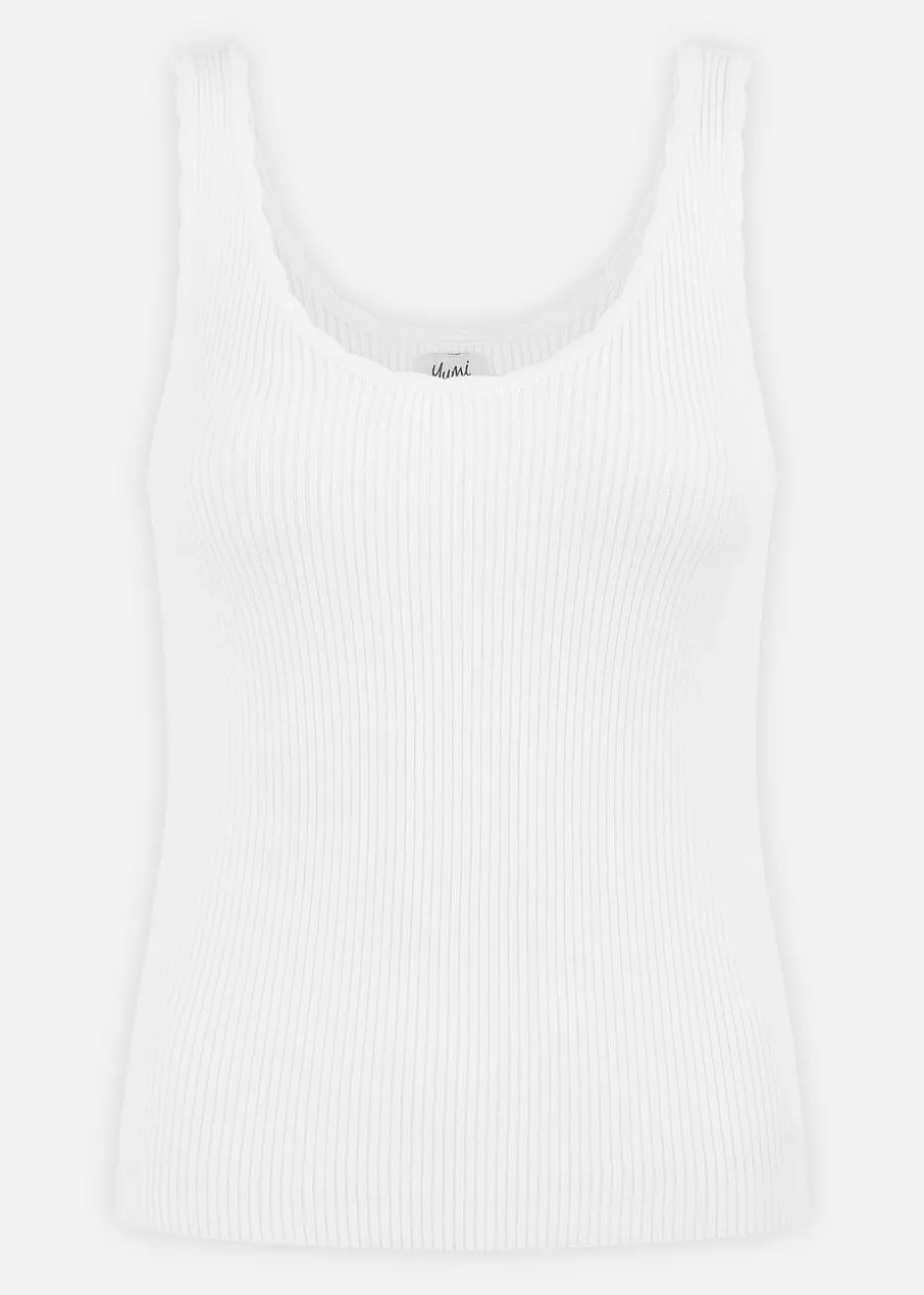 Yumi White Fine Knit Vest Top