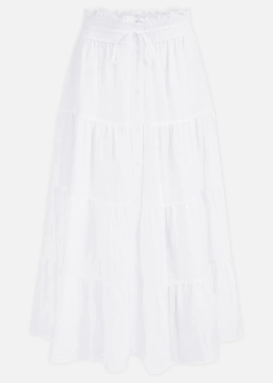 Yumi White Midi Boho Skirt